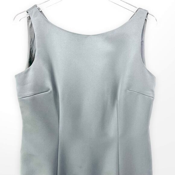 90s MAGGY LONDON Vintage Gray Sleeveless Embroidered Sheath Dress - Picture 8 of 11